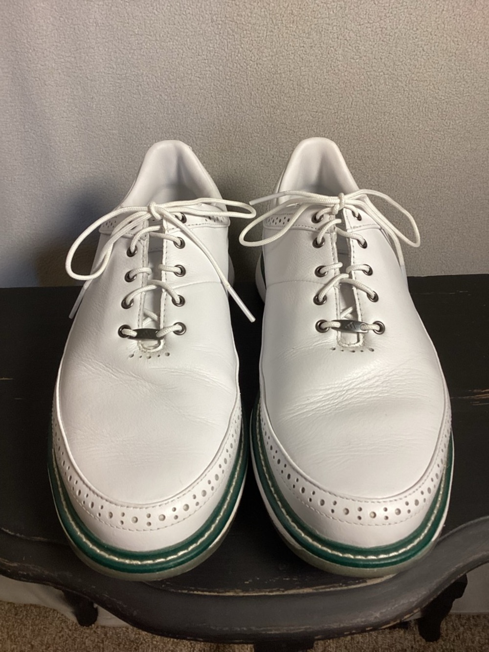 Adidas Boost Golf Shoes Size 10.5 White/Green Comfort  #791001,2023 Lightly Worn